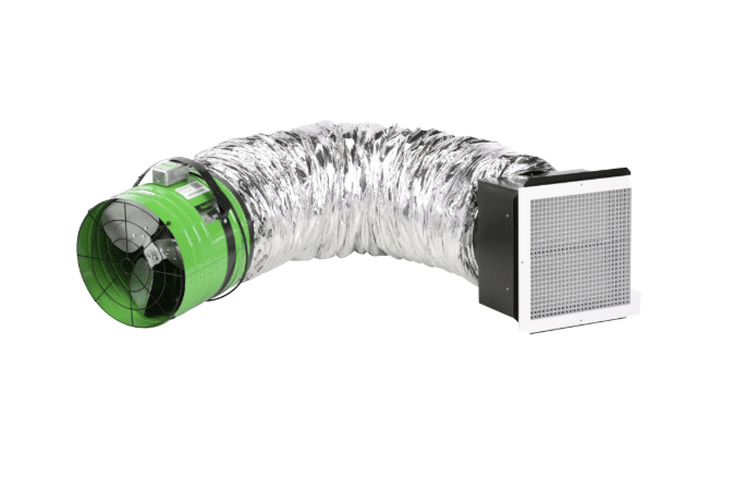 QuietCool whole house fan duct and motor assembly installed by Alpine Heating & Air Conditioning