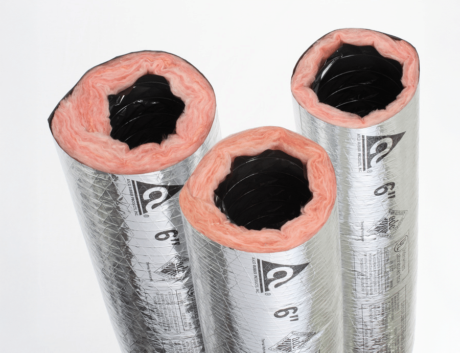 Insulated HVAC flex ducting used for professional duct inspection, sealing, repair, and installation in Sacramento homes