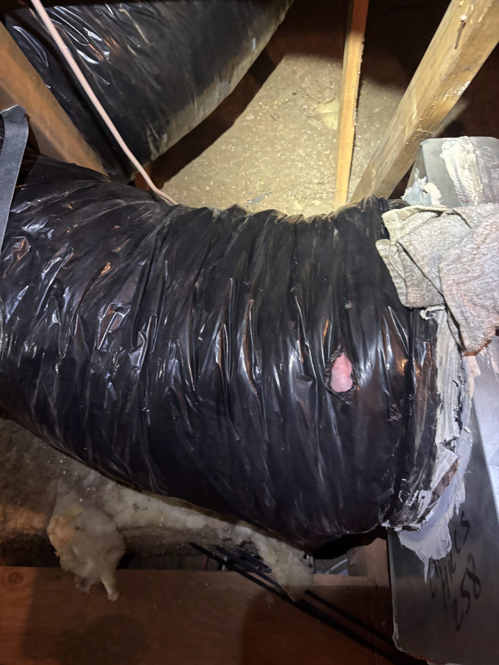 Flexible ductwork near furnace flue following HVAC inspection in Sun City Hills